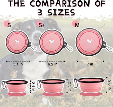 Складані миски Rest-Eazzzy для собак і котів, дорожні, портативні, BPA-free, з 2 карабінами для подорожей, кемпінгу, прогулянок