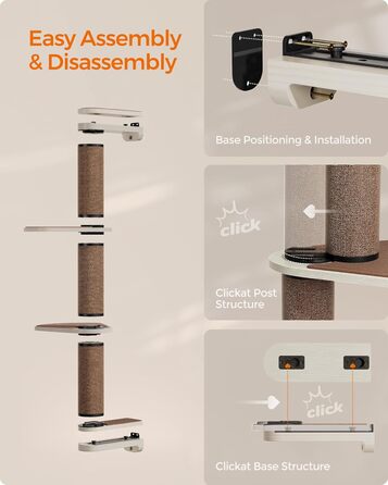 Feandrea Clickat Collection - Драбина-подряпування для котів, 100 см, XL, з 2 стійками, для стіни, розширювана