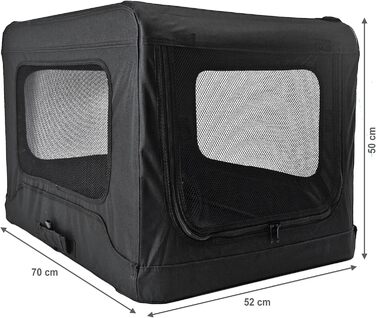 Складана переносна клітка для собак, 70x52x50 см, чорна. Клітка-переноска для автомобіля, 5 вікон