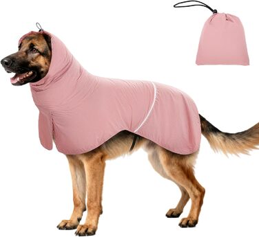 Водонепроникний дощовик для собак з світловідбиваючими смугами та отвором для хвоста - Дихаюча куртка для собак різних розмірів, вітростійка та регульована для собак середніх та великих порід (Рожевий, M)