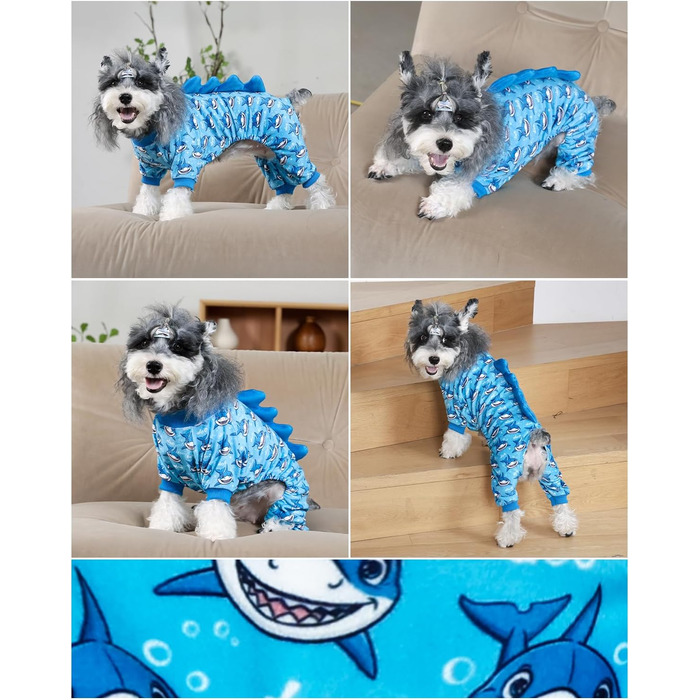 Піжама для собак CuteBone з динозавром, тепла та м'яка, для маленьких собак, тепла та комфортна, COP01-DE (XL, зачіска)