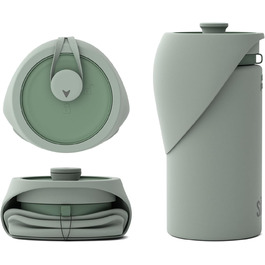 Портативна пляшка для води для собак SÄKER, 1 л, складана, для прогулянок, походів, на відкритому повітрі, як переносна миска для води, дизайн – Монреаль, 550 мл, оливковий/листяний колір для Mich (Leaf It To Me)