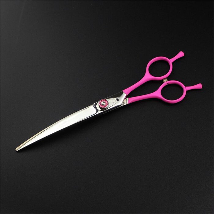 Набір ножиць для собак 7,0' 6 в 1: прямі, вигнуті, фінішна ножиця, пінцет та гребінець з нержавіючої сталі, рожевий (36 зубців)
