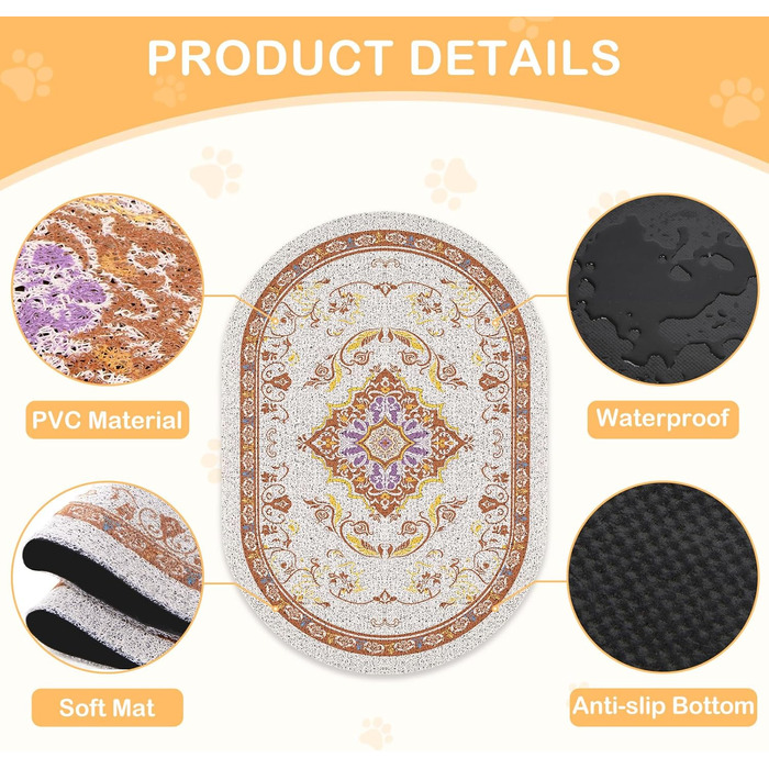 Килимок для котячого туалету Bienbee Katzentoilettenmatte, XL (101,6 x 76,2 см), з антиковзною основою, легко миється, коричневий