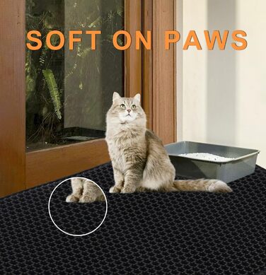 TidyNuts килимок для котячого туалету, 114×81 см, великий, EVA, водонепроникний, двошаровий, стільникова структура, з липучкою, для контролю наповнювача