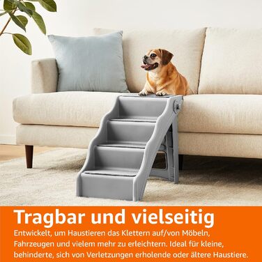 Складані сходи для собак і котів Amazon Basics, сірі, 60.7x40.9x50.2 см