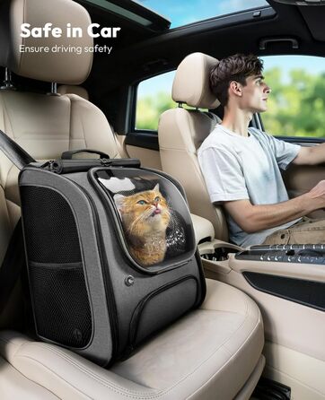 Рюкзак для кота Pecute з сіткою, дихаючий рюкзак-переноска для собак і котів, сірий (42*32*26 см)