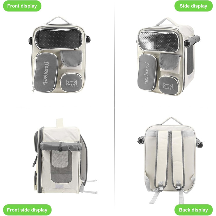 Рюкзак для кота та маленьких собак з вентиляцією, безпечною лінійкою та килимком для тварин