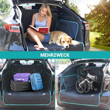 Захист для багажника автомобіля для собак з боковими та захистом краю вантажного отвору, універсальний 185x102см, 600D, водонепроникний, стійкий до подряпин, килимок для багажника, ковдра для собак, для авто, SUV, Van (Блакитний)