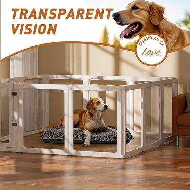 Кізохід для собак Citylife 6-TLG 60см, складаний вольєр для собак з дверцятами, вольєр для собак у квартиру, великий кізохід для собак, котів, кроликів, дрібних тварин, з неслизьким покриттям, прозорий (12-TLG 75CMH)