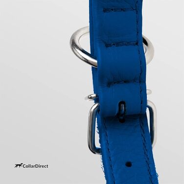 Шкіряний нашийник для собак CollarDirect, круглий, м'який, з рулоном, ручної роботи, справжня шкіра, для цуценят та собак різних розмірів, чорний, червоний, фіолетовий, синій (темно-синій), 18-20 см