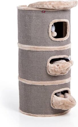 Котячий будиночок Tony з сизалю, 90 см, котячий будиночок для ігор, котячий будиночок з 3 печерами, котячий будиночок, котячий тур, котячі меблі, плюш з іграшкою, бежевий
