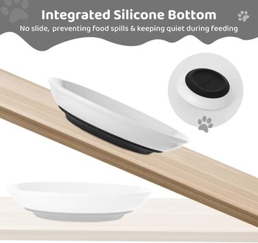 Керамічні миски для котів, 6 шт., без втоми вусів, широкі та плоскі миски з антиковзким силіконовим дном, годівниці для котів та собак, миски для води, діаметр 15 см, 6 шт.