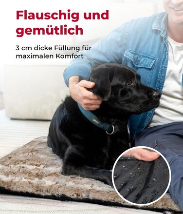 Ексклюзивний лежак-ковдра для собак HS-Hundebett XL 95x135 см, з наповнювачем, протиковзний, м'який, праний, пісочний, вироблено в Німеччині