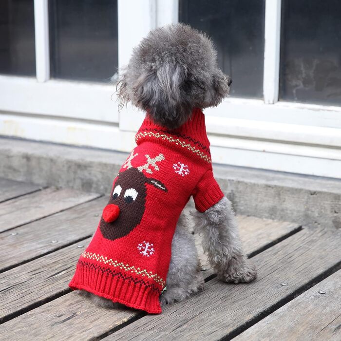 Стильний зимовий светр для собак на Новий рік з оленем (XXL, червоний)