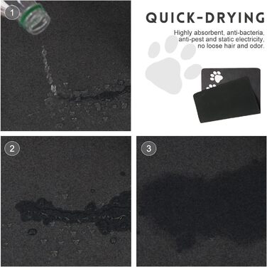 Килимок під миски для котів та собак SUKUTU, чорний, 40x60 см, неслизький, швидковисихаючий