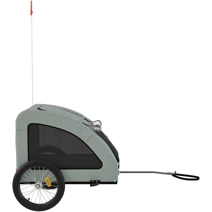 Фасба Причіп для собак, велосипедний причіп для тварин, причіп для собак з відбивачами та прапором, причіп для котів та домашніх тварин, сірий, Оксфордська тканина та метал, 137 x 68 x 72 см (Д x Ш x В)