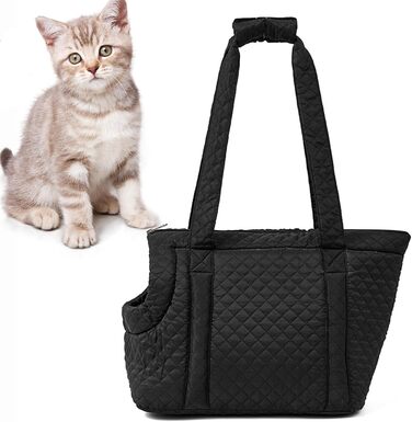 Транспортна сумка для котів та маленьких собак з бавовни | Легка переносна сумка для кошенят, цуценят (Чорний)