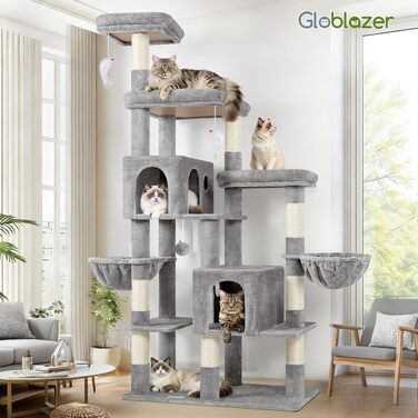 Комплекс для котів Globlazer Kratzbaum 189 см з будиночком та іграшками, сірий