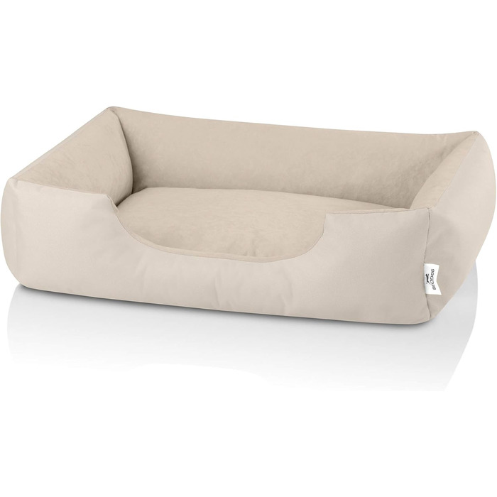 Ліжко для собак BedDog Zara, м'яке лежання для собак середніх порід, корзина для собак, диван для собак, знімний та пральний чохол, 80 x 65 x 18 см, світло-бежевий (LIGHT-SAND)