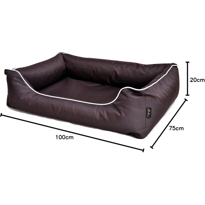 Крісло-ліжко для собак Ebon Paua, чорний, бордовий, бірюзовий, коричневий, бежевий, XXL, темно-коричневий, міцне, водовідштовхувальне, пральне, Made in EU