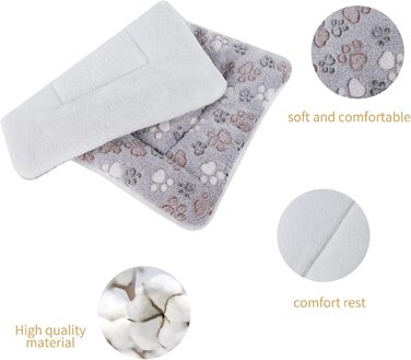 М'яка тепла підстилка для собак та котів з флісу, 69x52 см / 89x68 см, сіра лапка