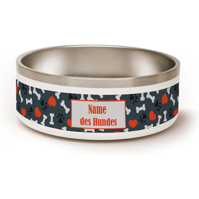 PICANOVA Набір мисок та контейнерів для корму та ласощів для собак з іменем - Персоналізований набір у різдвяному дизайні - Керамічний набір мисок та контейнерів як подарунок для власників домашніх тварин - Дизайн Candy Bones (набір сердечок та лапок)