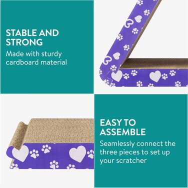 Котячий когтетоп Navaris 3-в-1 - іграшка для котів, когтетоп з картону, хвилястий когтетоп, проста збірка, багатофункціональний, плоский 49 см