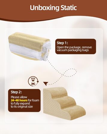 Сходинка для собак 4-ступенева, Khaki, 49.5 см, з високощільним пінополіуретаном, для диванів