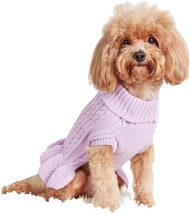 Пуловер для собак, розмір M, акрил, з коміром-горловиною, для собак маленьких та великих порід, 5,9–7,3 кг, теплий та зручний (Світло-фіолетовий)