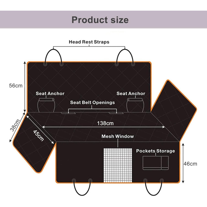 Захист для автосидіння для собак Caliyo - водовідштовхувальний, з боковим захистом та оглядовим вікном, універсальний, чорний
