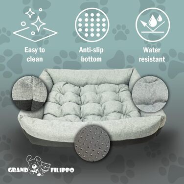 Лежанка для собак вологостійка 75x65x20 см сірого кольору - лежанка-кошик для маленьких та великих собак з неслизьким дном