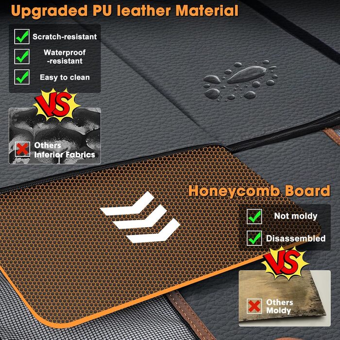 Автомобільний лежак для собак Mixjoy - великий, з PU-шкіри, для середніх, великих та маленьких собак, знімний чохол, напівлежак