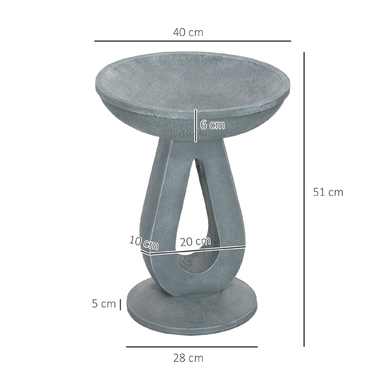 Outsunny Bird Bath Ванна для птахів з підставкою в кам'яному вигляді, годівниця для птахів, ванна для диких птахів для саду та балкона, сіра, 51см| Аосом