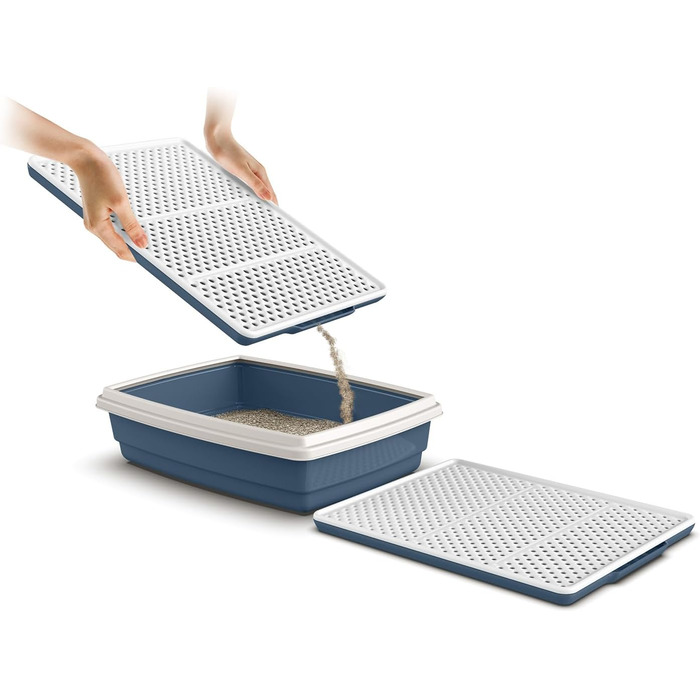 Килимок для котячого туалету PATAM з антиковзким ситом, сито для свинячого сита, 46 см x 36 см x 3 см, Made in Italy – (Champion Blau)