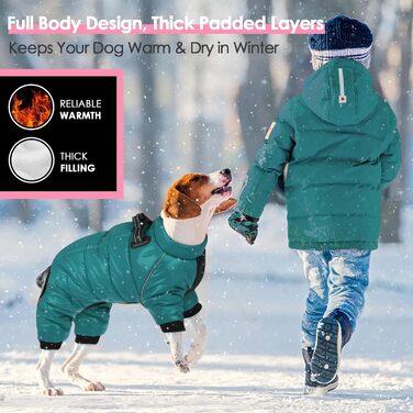 Водонепроникний зимовий одяг для собак AOFITEE - теплий костюм з флісу, середній розмір, блакитний, з відбиваючими смугами