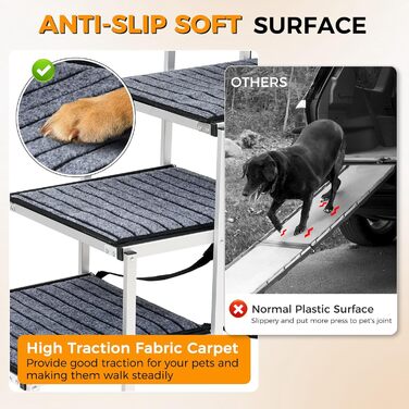 Сходинки для собак Extra Wide Snagle Paw: алюмінієві, 4 сходинки, з антиковзким килимком, для автомобілів SUV та позашляховиків
