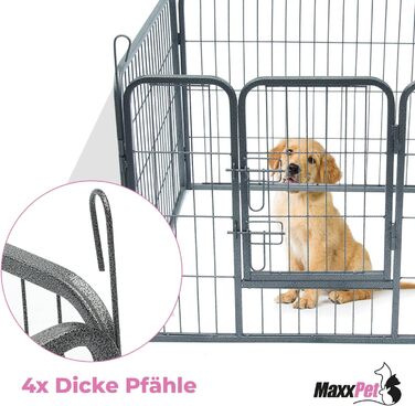 MaxxPet манеж для цуценят, складаний металевий вольєр 101x79 см, 4 секції, регульований, огорожа для собак, високоякісна сталь