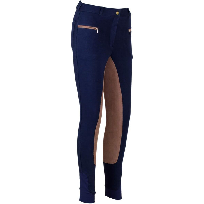 Жіночі штани для верхової їзди RL24 Vollbesatz Flex BASICLINE, розмір 38, темно-синій/світло-коричневий