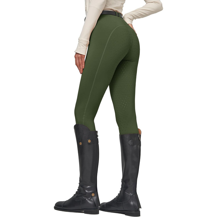 Спортивні штани для верхової їзди WILLIT Daen з флісовою підкладкою, силіконовим повним захопленням, кишенями та петлями для ременя (S, армійсько-зелений)