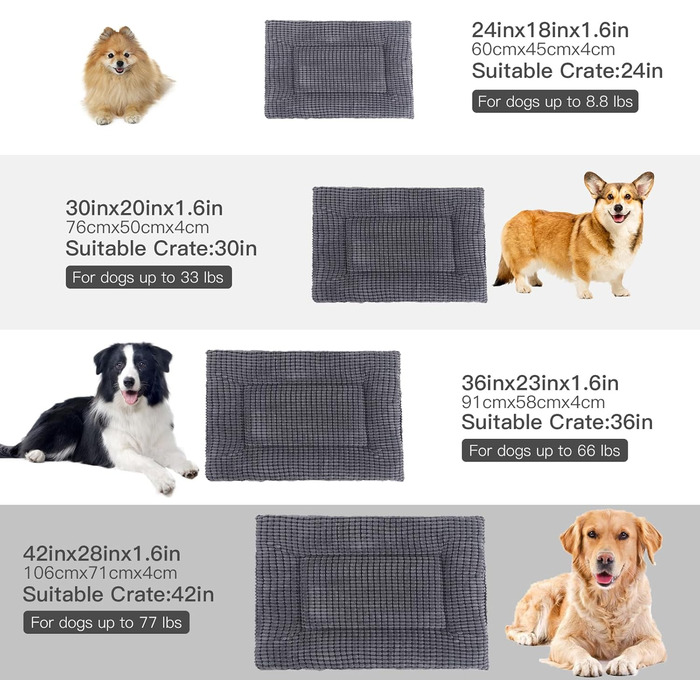 Ортопедичний лежак для собак BVAGSS, миючий, м'який, теплий, для собак маленьких, середніх та великих порід, 76x50x4 см, сірий