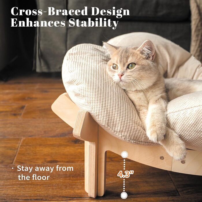 Кішка лежанка CheerPals, велика, 55x55 см, м'яка, біла, для котів усіх порід