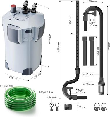 Акваріумний зовнішній фільтр SunSun HW-403B з УФ-лампою 9 Вт, 1400 л/год, 3 ступені фільтрації