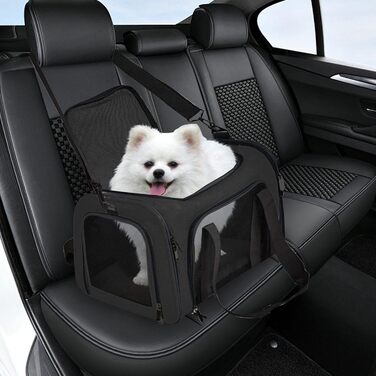 Транспортна переноска для котів та тварин, переноска для цуценят, зручна переноска для маленьких котів та собак, м'яка, дихаюча переноска (Чорна)