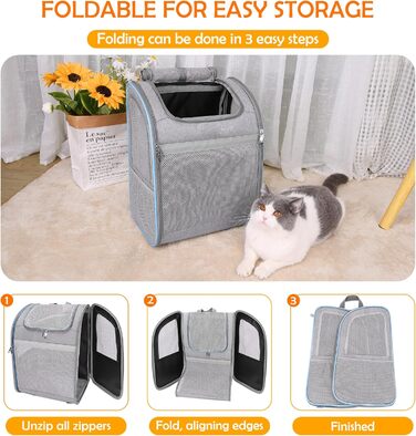 Рюкзак-переноска для собак та котів ALLSOPETS, сірий, з безпечним ременем та світловідбиваючими смугами