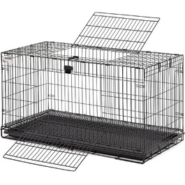 Клітка для кроликів MidWest Wabbitat, металева, 94×48×53 см, з пластиковим піддоном і сітчастою підлогою 1,3 см, чорна, складна