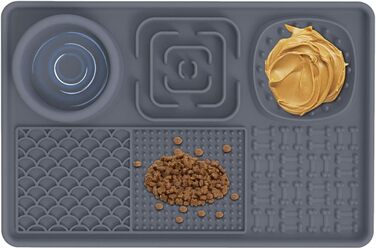 Килимок для собак і котів з силікону з присосками, антипригарний, для ласощів, сірий