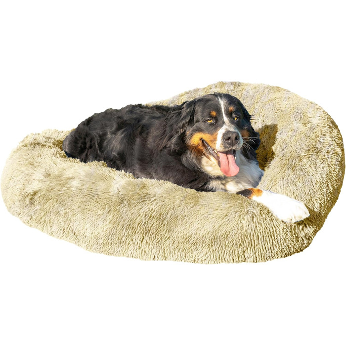 Кругле лежанка для собак та котів, 120 см, бежевий, ручної роботи, з м'якою тканиною, легко миється