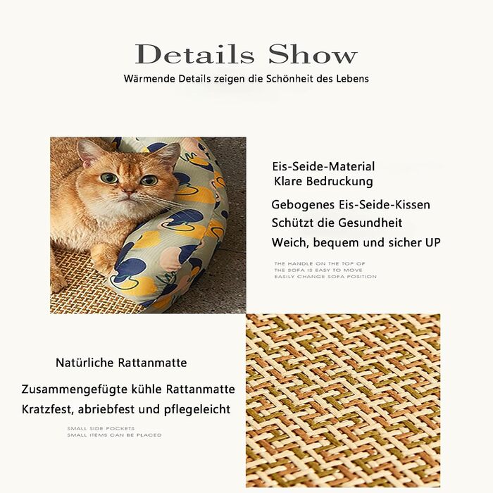 Ранкові ліжка для котів, собак та цуценят з ротангу: знімні, дихаючі та м'які