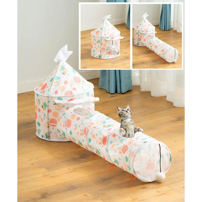 Ігровий тунель для котів та тварин, Pop-Up тунель, складаний, для дому (рожевий)